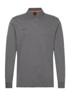 Pe_Interlock_Long Tops Polos Long-sleeved Grey BOSS
