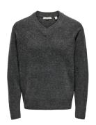 Onsmove Rlx Brushed V-Neck Knit Tops Knitwear V-necks Grey ONLY & SONS