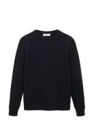 100% Cotton Braided Sweater Tops Knitwear Round Necks Navy Mango