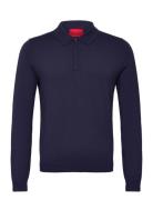 San Pippo-Cv Tops Knitwear Long Sleeve Knitted Polos Navy HUGO