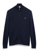 Casual Cotton Zip Cardigan Tops Knitwear Full Zip Jumpers Navy GANT
