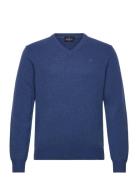 Lambswool V Neck Tops Knitwear V-necks Blue Hackett London