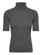 Turtleneck Rib T-Shirt Tops Knitwear Turtleneck Grey Davida Cashmere