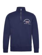 Printed Graphic Half Zip Tops Sweatshirts & Hoodies Sweatshirts Navy G...