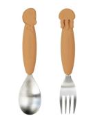 Easy-Grip Spoon & Fork Set Sea Friends Mustard Home Meal Time Cutlery ...