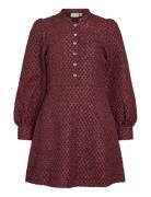 Vitaliama L/S Jaqcuard Dress Kort Kjole Burgundy Vila