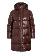 Vilidda L/S Hood Shinny Puffer Jacket Foret Jakke Brown Vila