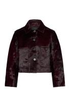 Leather Jacket With Fur Pockets Læderjakke Skindjakke Burgundy Mango