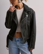 Nelly - Sort - PU Vintage Biker Jacket