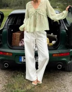 Nelly - Hvid - Pull On Tassel Linen Pants