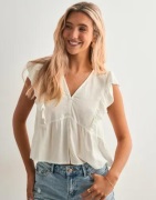 Only - Hvid - Onlrian Flonce S/S Top Wvn