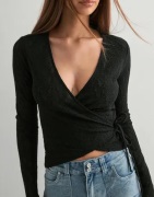 Nelly - Sort - Lace Wrap Top