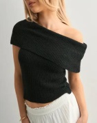 Nelly - Sort - Slouchy Neck Knit Top