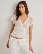 Nelly - Hvid - Lace Waist Focus Top
