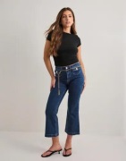 Only - Blå - Onlemily Hw Crop Flare Belt Dnm Mae