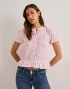 Nelly - Pink - Puff Sleeve Smock Blouse