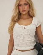 Nelly - Hvid - Broderie Anglais Top