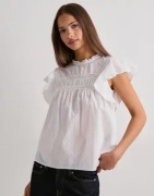 Vero Moda - Hvid - Vmtrine Sl Lace Top Wvn Ga Noos