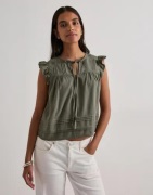 Only - Grøn - Onlaris Life Sl Tie Neck Top Wvn Cc