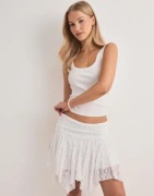 Pieces - Hvid - Pcannie Mw Short Lace Skrit D2D Pp