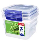 Sistema Madkasse - Square Klip it Plus - 3-pak - 1,15L - BlÃ¥