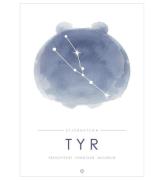 Citatplakat Plakat - A3 - Stjernebillede - Tyr - BlÃ¥