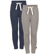 Minymo Sweatpants - 2-pak - Lys Brunmeleret/BlÃ¥meleret