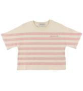 Moncler T-shirt - Cropped - Rosa/Cremestribet