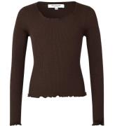 Rosemunde Bluse - Silke/Bomuld - Rib - Black Brown