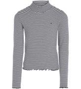 Tommy Hilfiger Bluse - Mock Neck - White/Desert Sky Stripe