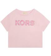 Michael Kors T-shirt - Cropped - Rosa m. Print/Nitter