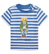 Polo Ralph Lauren T-shirt - Hvid/BlÃ¥stribet m. Bamse