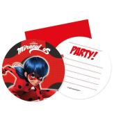 Decorata Party Invitationer - 6-pak - Miraculous Ladybug