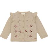 Minymo Cardigan - Strik - Beigemeleret m. Blomster