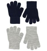 Melton Handsker - 2-pak - Strik - GrÃ¥meleret/Navy