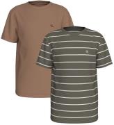 Calvin Klein T-shirts - 2-pak - Tea Time/Dusty Olive Stripes