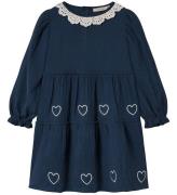 Fliink Kjole - Musselin - Elmo Heart - Insignia Blue/Sandshell