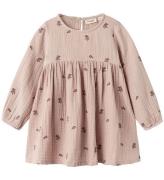 Lil' Atelier Kjole - Musselin - NmfTamina - Shadow Gray m. Bloms