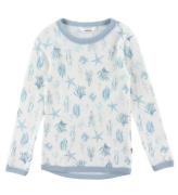 Joha Bluse - Uld - LyseblÃ¥ m. Print