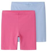 Name It Cykelshorts - 2-pak - Noos - Serenity/W. Carmine Rose