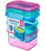 Sistema Madkasse - 400ml - 3-pak - Pink/Blå/Turkis