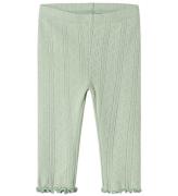 Name It Leggings - NbfJsilke - Aqua Gray m. Hulmønster